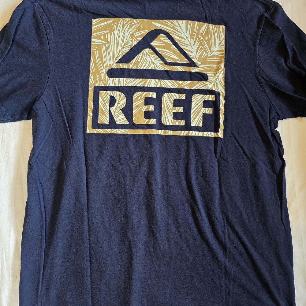Reef Navy Tee with Gold Logo